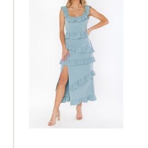 Show Me Your MuMu Blue Ruffled Tiered Maxi Dress